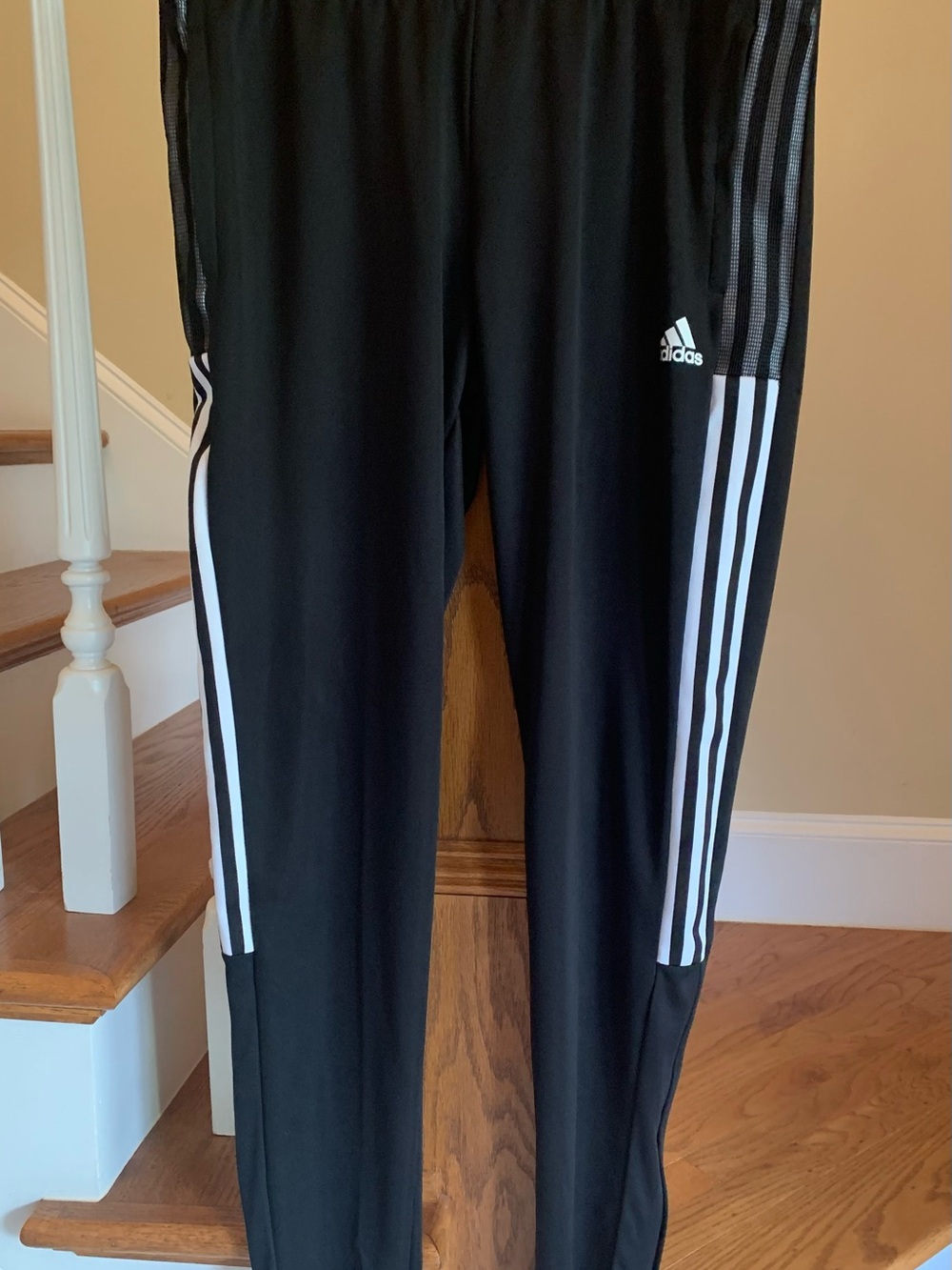 Adidas Black Track Pants with White Side Stripes